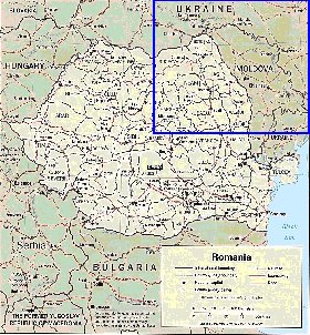 Administrativa mapa de Romenia em ingles