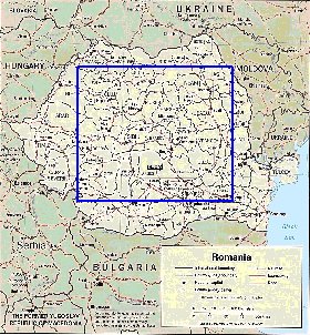 Administrativa mapa de Romenia em ingles