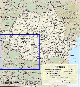 Administrativa mapa de Romenia em ingles