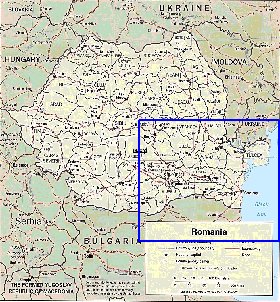 Administrativa mapa de Romenia em ingles