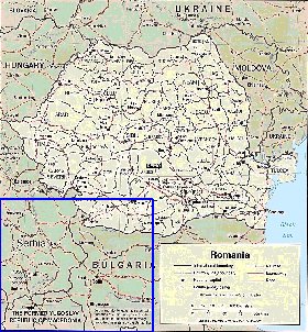 Administrativa mapa de Romenia em ingles