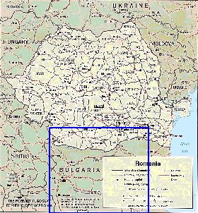 Administrativa mapa de Romenia em ingles