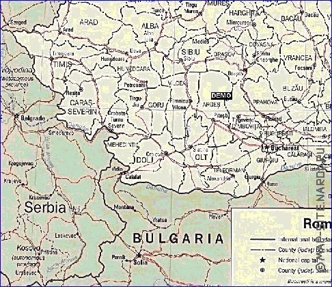 Administratives carte de Roumanie en anglais