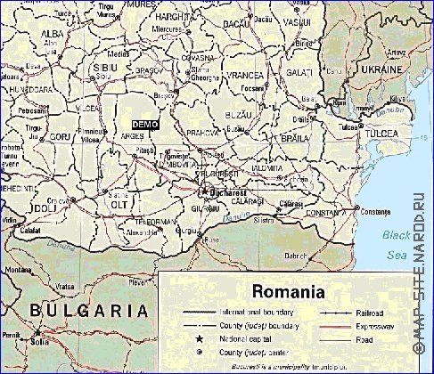 Administratives carte de Roumanie en anglais