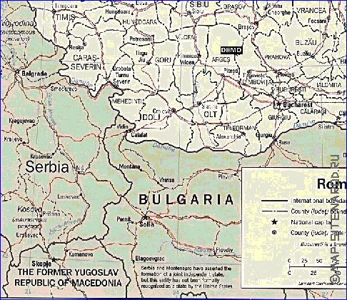 Administrativa mapa de Romenia em ingles