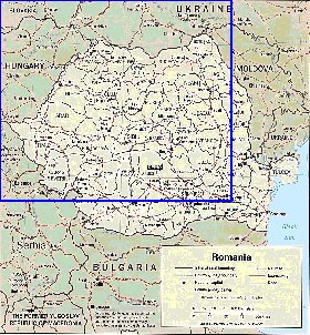 Administratives carte de Roumanie en anglais