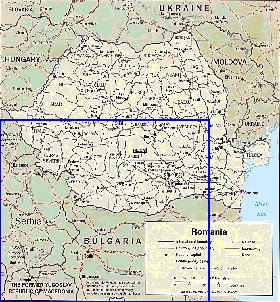 Administrativa mapa de Romenia em ingles