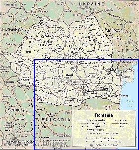 Administrativa mapa de Romenia em ingles