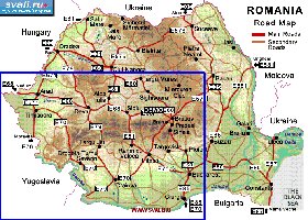 carte de des routes Roumanie en anglais