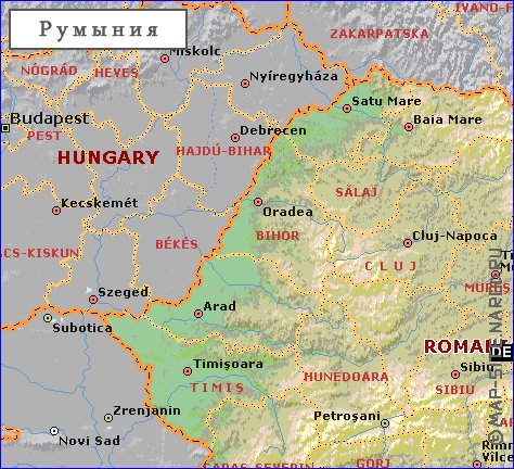 carte de Roumanie en anglais