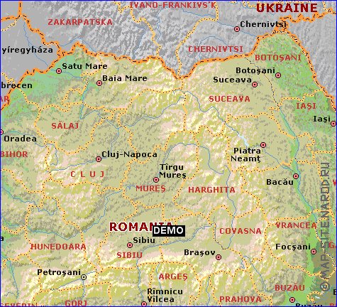 carte de Roumanie en anglais