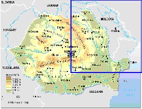 Physique carte de Roumanie