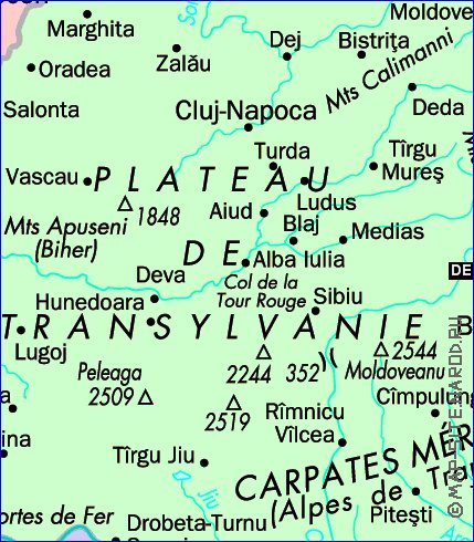 mapa de Romenia em frances