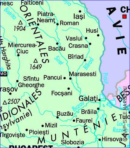 mapa de Romenia em frances